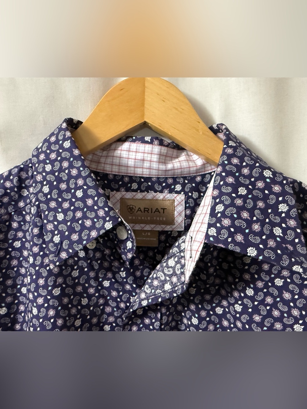 Ariat Purple Short Sleeve Button-Up with White Paisley 0157 - Picture 4 of 15